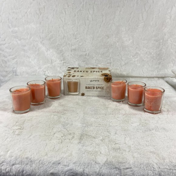yummi Scented Votive Candles Jars - Baked Spice - 6 per Pack Plant Based - Picture 2 of 7